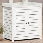 Oppottafel met schappen 82,5x50x109,5 cm massief grenenhout wit