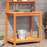 Oppottafel met schappen 82,5x45x86,5 cm grenenhout bruin