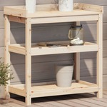 Oppottafel met schappen 82,5x50x109,5 cm massief grenenhout
