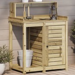 Oppottafel met schappen 82,5x45x81 cm massief douglashout