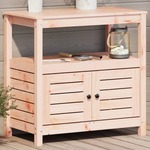 Oppottafel met schappen 82,5x45x86,5 cm massief douglashout