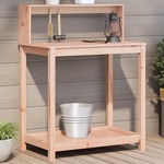 Oppottafel met schappen 82,5x50x86,5 cm massief douglashout