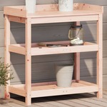 Oppottafel met schap 82,5x35x75 cm massief grenenhout wasbruin