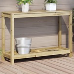 Oppottafel met schappen 108x45x86,5 cm massief grenenhout wit