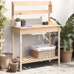 Oppottafel met spoelbak 147,5x44x139,5 cm vurenhout bruin