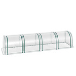 Outsunny Tunnelkas, duurzame kweekkas met 4 ramen, stalen frame, waterdicht dekzeil, eenvoudig te monteren, 395 x 100 x 80 cm, transparant | Aosom.nl