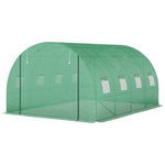 Outsunny Polytunnel Kas met Plastic Afdekking en Stalen Frame, Begehbare Kas met Roldeuren, Groen