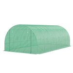 Outsunny Polytunnel Kas met Kunststof Afdekking en Stalen Frame, Beleefbare Kas met Roldeuren, Groen