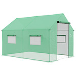 Outsunny Polytunnel Kas met Plastic Afdekking en Stalen Frame, Begehbare Kastent met Roldeuren, Groen