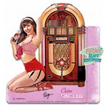 Wurlitzer 1100 Jukebox Pin-Up Ludella Hahn Zwaar Metalen Bord 46 x 36 cm 2-Zijdig Uithangbord