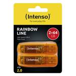 Intenso 64GB Rainbow Line double pack USB-stick Retail 64 GB Oranje 3502492 USB-A