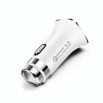 LZ-328 veiligheidshamer type QC3.0 USB + USB-C / Type-C snelladen autolader (wit)