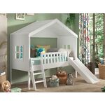 Huisbed HOUSY 90x200 cm met ladder en glijbaan wit