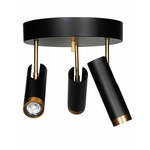 Ronde plafondlamp zwart & goud met 3 verstelbare GU10 spots By Rydens Puls