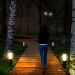 Dally LED Sokkellamp Zwart S - Bewegingssensor - Schemerschakelaar - E27 fitting - IP44 Waterdicht - 45 cm - tuinverlichting - padverlichting
