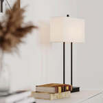Tafellamp zwart wit By Rydens &apos;Luton&apos; stoffen kap 2x E14 fitting 56cm