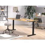Elektrisch verstelbaar bureau - 140x80 cm - Single motor - Wit / Donker eiken