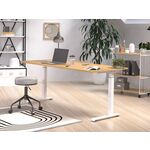 Elektrisch verstelbaar bureau - 140x80 cm - Single motor - Wit / Licht eiken