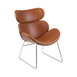 Leren fauteuil less 109 bruin, bruin leer, bruine stoel