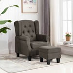 HOMCOM relaxstoel met voetenbank, Scandinavisch accent relaxfauteuil, voetenbank, fauteuilset, beukenhout, tot 150 kg, 72x80x99 cm, grijs | Aosom.nl