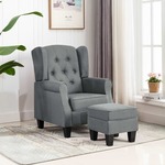 Outsunny Rattan Relaxfauteuil met Voetenbank UV-bestendig Tuinfauteuil met Kussen en Banden 65 x 93 x 80 cm Natuurhout