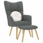 Tuinstoel met voetenbank poly rattan grijs