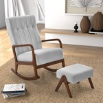 HOMCOM schommelstoel babykamer, met Voetenbank, Zachte schommeling, Comfortabel zitgevoel, Antislip, Tot 130 kg, 64 x 89 x 90 cm, grijs | Aosom.nl