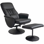 HOMCOM 2-delige fauteuilset, luxe relaxfauteuil met voetenbank, verstelbare hoogte en rugleuning, stevig en comfortabel, zwart | Aosom.nl