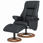 Fauteuil met Voetenbank Gestoffeerde Fauteuil met Massief Houten Frame en Antislip Vilten Kussens Accentstoel Relaxstoel (Grijs)