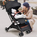 Opvouwbare Kinderwagen Wandelwagen met Verstelbare Rugleuning en Kap Babywagen met Bekerhouder 5-Punts Gordel (Grijs)
