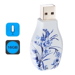 Eenvoudige blauw en wit porselein patroon draagbare Audio Voice Recorder USB Drive 16GB ondersteuning muziek afspelen