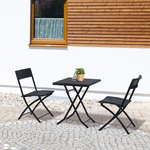 Outsunny 3-delige bistroset, poly-rotan, weerbestendig, comfortabel, inclusief tafel en stoelen, perfect voor buiten, zwart | Aosom.nl