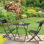 Outsunny tuin set, 2 personen, weerbestendig en Opvouwbaar, 3-delig poly-rotan Bistro zitgroep, tafel-stoel set tuinset tuinmeubels, Zwart | Aosom.nl