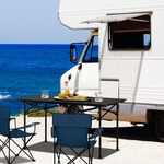Campingtafel Opvouwbaar Klaptafel Tuintafel met Aluminium Tafelblad voor 4 Personen Incl. Draagtas 95 x 55 x 50 cm Zwart
