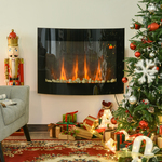 HOMCOM elektrische kachel, wandkachel met afstandsbediening, 2 standen, energiezuinig, LED-licht, compact formaat, stijlvol, zwart | Aosom.nl