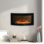 HOMCOM elektrische kachel, energiezuinig, wandmodel met afstandsbediening, 2 standen, LED-verlichting, compact 75 x 20 x 50 cm, zwart | Aosom.nl