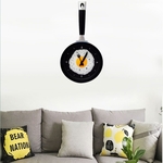 Gebakken ei pan vorm creatieve woonkamer decoratieve Wandklok (blauw)