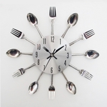 Creatieve keuken van het Restaurant woonkamer roestvast stalen mes en vork Quartz Wandklok