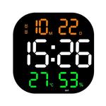 13-inch LED acryl elektronische klok groot scherm vierkante wandklok met timing temperatuur vochtigheid (6632 oranje wit groen)