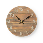 AMS F5518 Wandklok hout, notengekleurd en Natuursteen