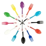 Bestek metalen keuken Wandklok lepel vork creatieve kwarts muur gemonteerde klokken modern design decoratieve horloge kleur