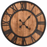 Wandklok 39 cm MDF en ijzer bruin en zwart