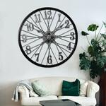 Wandklok vintage-stijl quartz-mechanisme XXL 60 cm hout metaal