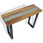 Clayre & Eef Sidetable 90x48x76 Cm Wit Ijzer Halfrond Wandtafel Haltafel Console Tafel Wit Wandtafel Haltafel