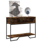 Clayre & Eef Sidetable 101x55x79 Cm Bruin Wit Hout Rechthoek Wandtafel Haltafel Console Tafel Bruin Wandtafel Haltafel