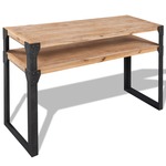 Clayre & Eef Sidetable 76x36x79 Cm Zwart Grijs Ijzer Hout Halfrond Wandtafel Haltafel Console Tafel Zwart Wandtafel