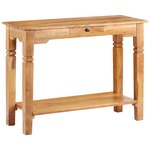 Clayre & Eef Sidetable 101x39x80 Cm Wit Beige Hout Bloemen Wandtafel Haltafel Console Tafel Wit Wandtafel Haltafel