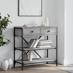 Clayre & Eef Sidetable 121x40x99 Cm Beige Grijs Hout Wandtafel Haltafel Console Tafel Beige Wandtafel Haltafel