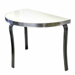 Clayre & Eef Sidetable 120x49x86 Cm Wit Ijzer Hout Halfrond Bloemen Wandtafel Haltafel Console Tafel Wit Wandtafel