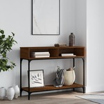 Clayre & Eef Sidetable 116x40x80 Cm Grijs Ijzer Hout Rechthoek Wandtafel Haltafel Console Tafel Grijs Wandtafel